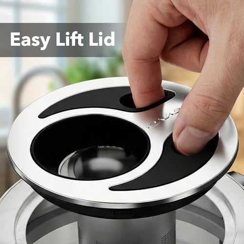OVENTE Digital Glass Electric Tea Kettle 1.7L with Color-Changing LED Lights Temperature Control, Double-Wall Cool Touch, 4 Presets, Keep Warm, Tea Infuser & Boil-Dry Protection, Silver KGD913S - My Kitchen Products