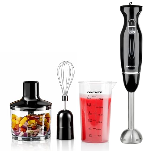 OVENTE Electric Hand Blender Set with 2 Mixing Speeds, 300W Black HS565B - My Kitchen Products