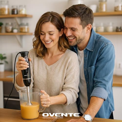 OVENTE Electric Hand Blender Set with 2 Mixing Speeds, 300W Black HS565B - My Kitchen Products