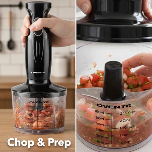 OVENTE Electric Hand Blender Set with 2 Mixing Speeds, 300W Black HS565B - My Kitchen Products