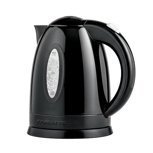 OVENTE Electric Kettle, 1.7L Fast Boiling Water Heater for Coffee or Tea, BPA Free with Water Level Gauge, Auto Shut-Off, Boil-Dry Protection, Indicator Light and Removable Filter, Black KP72B - My Kitchen Products