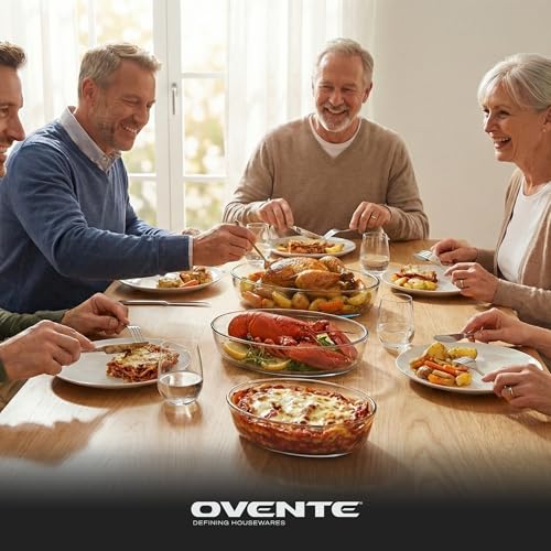OVENTE Glass Baking Dish Set, 3-Piece Value Pack Oval Bakeware 0.7L/1.6L/2.4L, Oven, Microwave & Dishwasher Safe, Perfect for Lasagna Casserole, Deserts, Food Prep, Serving & Reheating, Clear GBD33 - My Kitchen Products