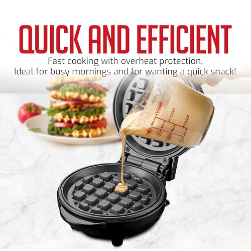 OVENTE Mini Waffle Maker Machine, 4-Inch Chaffle Mold with Non-Stick Surface, 550W Quick Heat-Up and Overheat Protection, Perfect for Breakfast, Dessert, Sandwich, Hash Brown or Snacks, Black WM215B - My Kitchen Products