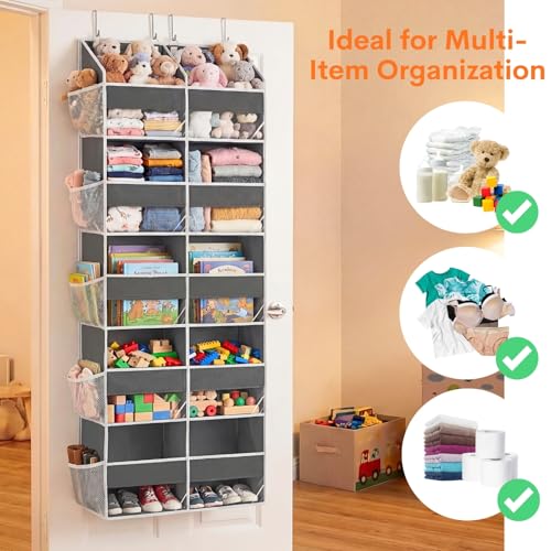 Over the Door Organizer 5 Tiers, Extra Large Behind Door Storage of 10 Compartments, 80 lbs Weight Capacity Over Door Organizer, Door Hanging Organizer for Closet, Diaper Organizer, Room storage - My Kitchen Products