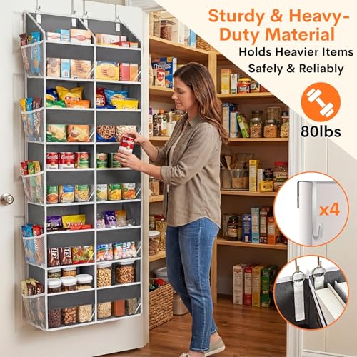 Over the Door Organizer 5 Tiers, Extra Large Behind Door Storage of 10 Compartments, 80 lbs Weight Capacity Over Door Organizer, Door Hanging Organizer for Closet, Diaper Organizer, Room storage - My Kitchen Products
