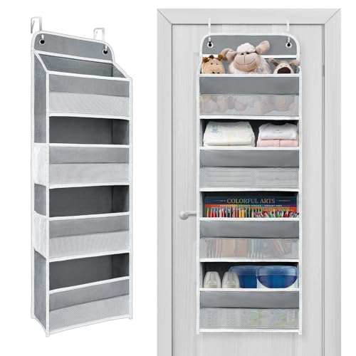 Over The Door Organizer with LifetimeWarranty, 4 Shelves & 4 Side Pockets, Large Storage Rack Holds