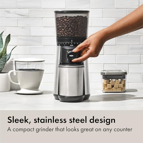OXO Brew Conical Burr Coffee Grinder - Silver, Stainless Steel Burrs, One-Touch Automatic Smart Grind - My Kitchen Products