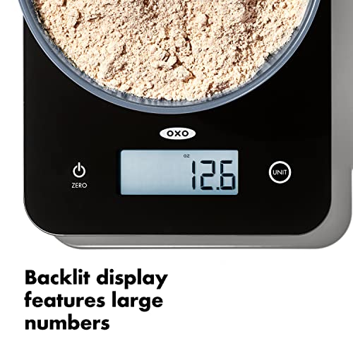 OXO Good Grips 11lb/5kg Everyday Glass Food Scale, Gram Scale for Meal Prep - My Kitchen Products