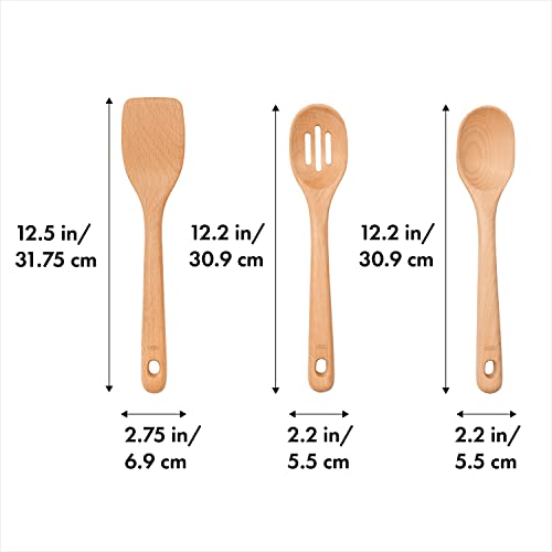 OXO Good Grips 3‑Piece Wooden Utensil Set, Solid Beachwood Spoon, Slotted Spoon and Turner - My Kitchen Products
