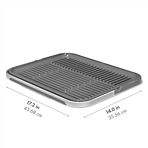 OXO Good Grips Compact Drying Rack with Dish Rest, Aluminum Folding Dish Drying Rack for Glassware and Cookware, Drain Board with Non-Slip Feet for Countertop or Kitchen Sink - My Kitchen Products