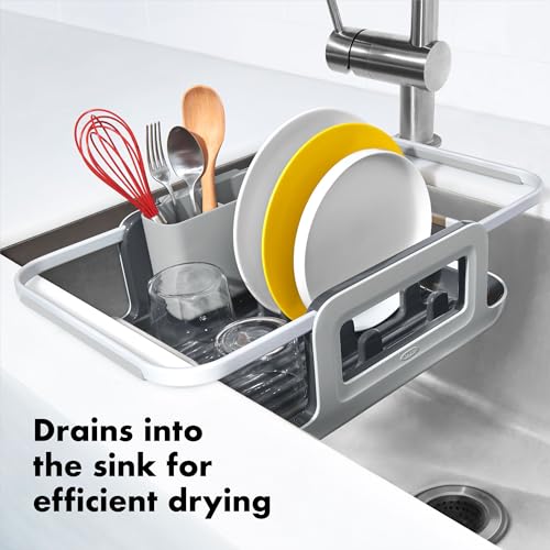 OXO Good Grips Extendable Over-The-Sink Aluminum Drying Dish Rack - My Kitchen Products