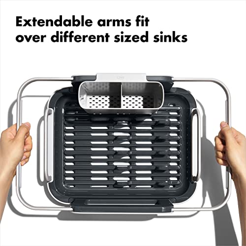 OXO Good Grips Extendable Over-The-Sink Aluminum Drying Dish Rack - My Kitchen Products