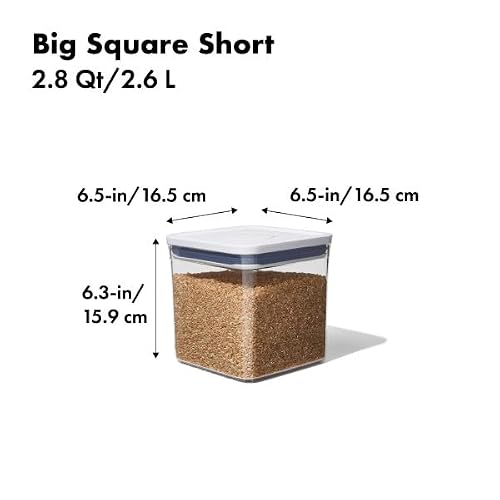 OXO Good Grips POP Container - Airtight Food Storage - Big Square Short 2.8 Qt Ideal for 5 lbs of sugar, cookies or crackers - My Kitchen Products