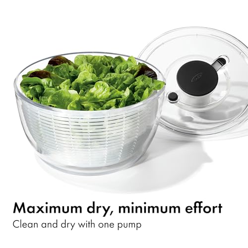 OXO Good Grips Salad Spinner | Lettuce Spinner | Fruit Washer | Fruit Washing Bowl with Strainer | Vegetable Cleaner | Salad Cleaner | Lettuce Washer | 6.22 Quart Capacity - My Kitchen Products
