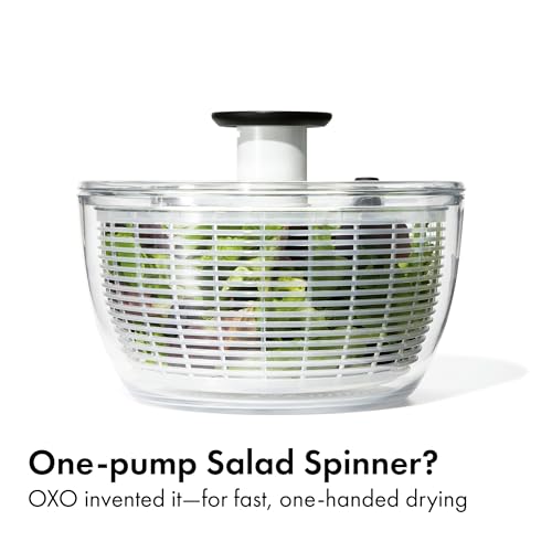 OXO Good Grips Salad Spinner | Lettuce Spinner | Fruit Washer | Fruit Washing Bowl with Strainer | Vegetable Cleaner | Salad Cleaner | Lettuce Washer | 6.22 Quart Capacity - My Kitchen Products