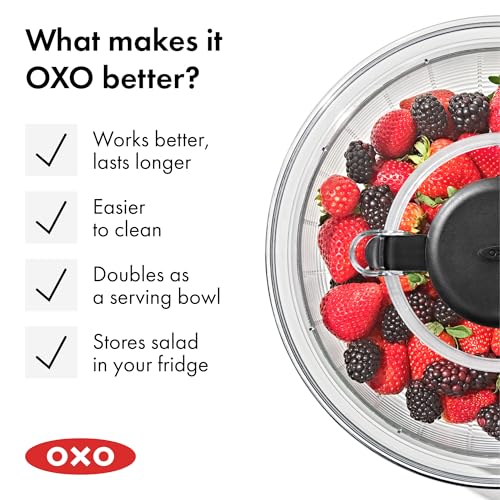 OXO Good Grips Salad Spinner | Lettuce Spinner | Fruit Washer | Fruit Washing Bowl with Strainer | Vegetable Cleaner | Salad Cleaner | Lettuce Washer | 6.22 Quart Capacity - My Kitchen Products
