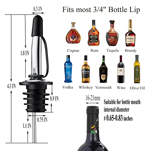 Pafusen 12 Pack Liquor Pour Spout With Dust Caps - Bottle Pourers for Alcohol, Olive Oil - Speed Pourers, Bar Bartender Accessories - My Kitchen Products