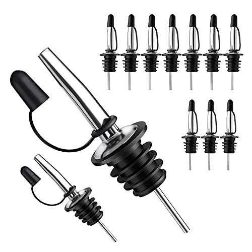 Pafusen 12 Pack Liquor Pour Spout With Dust Caps, Bottle Pourers for Alcohol, Olive Oil, Speed