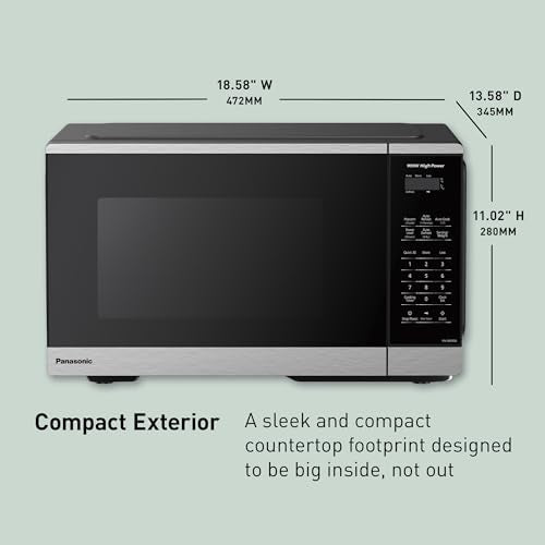 Panasonic Countertop Microwave Oven, 900W, 0.9 Cu. Ft., Sensor Cook and Reheat, 10 Power Levels, Auto Defrost, Keep Warm, Child Lock, Black Stainless Steel - NN-SB44QS - My Kitchen Products
