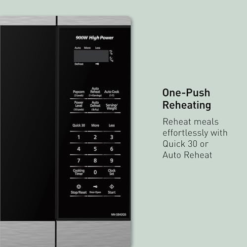 Panasonic Countertop Microwave Oven, 900W, 0.9 Cu. Ft., Sensor Cook and Reheat, 10 Power Levels, Auto Defrost, Keep Warm, Child Lock, Black Stainless Steel - NN-SB44QS - My Kitchen Products