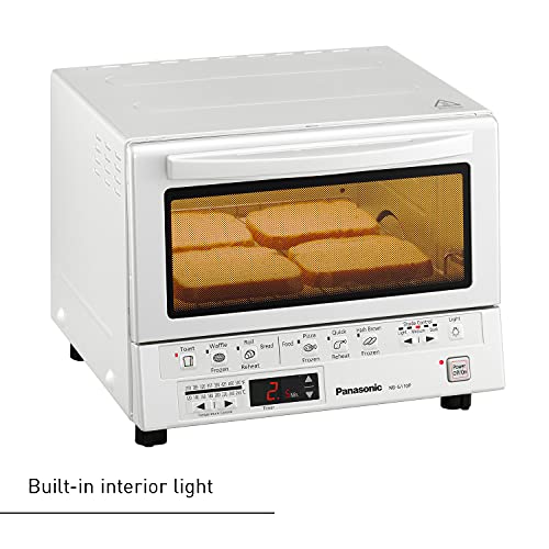 Panasonic FlashXpress Toaster Oven Countertop, 4-Slice Compact Size with Double Infrared Heating, 6 Auto Cook Options and Precise Temperature Control, 1300W - NB-G110P-W (White) - My Kitchen Products