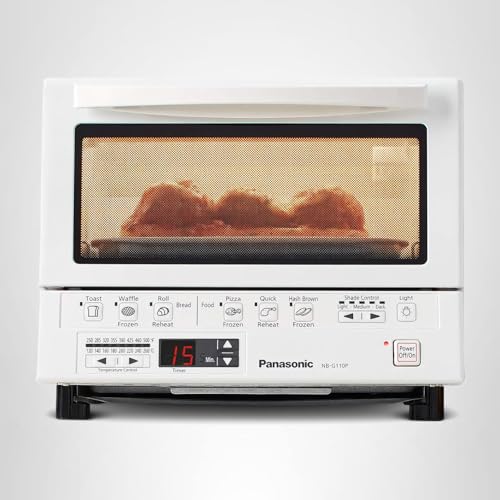 Panasonic FlashXpress Toaster Oven Countertop, 4-Slice Compact Size with Double Infrared Heating, 6 Auto Cook Options and Precise Temperature Control, 1300W - NB-G110P-W (White) - My Kitchen Products