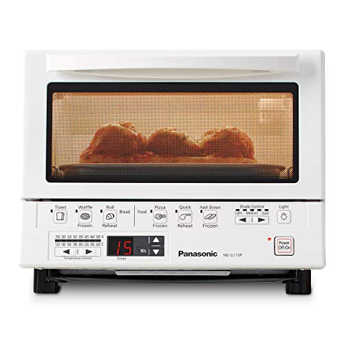 Panasonic FlashXpress Toaster Oven Countertop, 4-Slice Compact Size with Double Infrared Heating, 6 Auto Cook Options and Precise Temperature Control, 1300W - NB-G110P-W (White) - My Kitchen Products