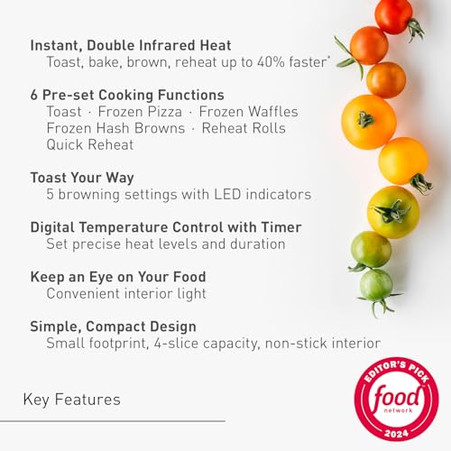 Panasonic FlashXpress Toaster Oven Countertop, 4-Slice Compact Size with Double Infrared Heating, 6 Auto Cook Options and Precise Temperature Control, 1300W - NB-G110P-W (White) - My Kitchen Products