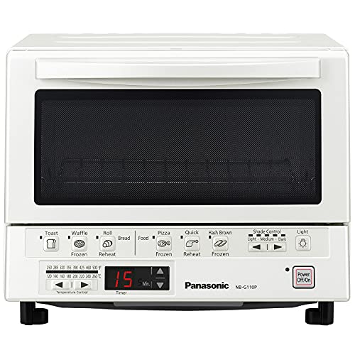 Panasonic FlashXpress Toaster Oven Countertop, 4-Slice Compact Size with Double Infrared Heating, 6 Auto Cook Options and Precise Temperature Control, 1300W - NB-G110P-W (White) - My Kitchen Products