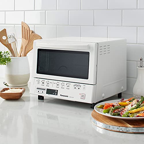 Panasonic FlashXpress Toaster Oven Countertop, 4-Slice Compact Size with Double Infrared Heating, 6 Auto Cook Options and Precise Temperature Control, 1300W - NB-G110P-W (White) - My Kitchen Products