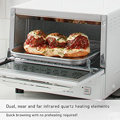 Panasonic FlashXpress Toaster Oven Countertop, 4-Slice Compact Size with Double Infrared Heating, 6 Auto Cook Options and Precise Temperature Control, 1300W - NB-G110P-W (White) - My Kitchen Products
