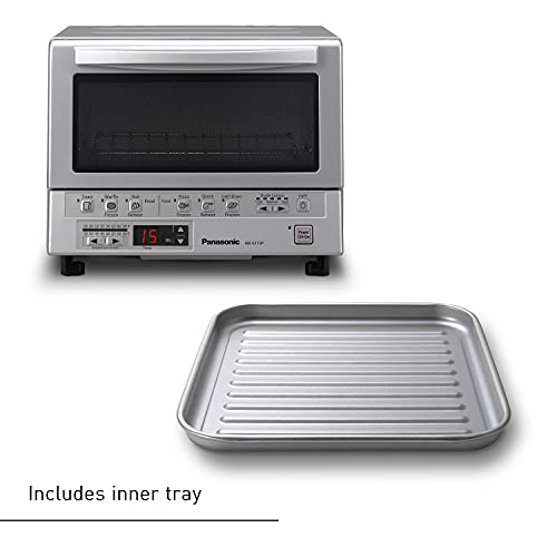 Panasonic FlashXpress Toaster Oven Countertop, 4-Slice Small Toaster Oven Compact Size with Double Infrared Heating, 6 Auto Cook Options and Precise Temperature Control, 1300W - NB-G110P (Silver) - My Kitchen Products
