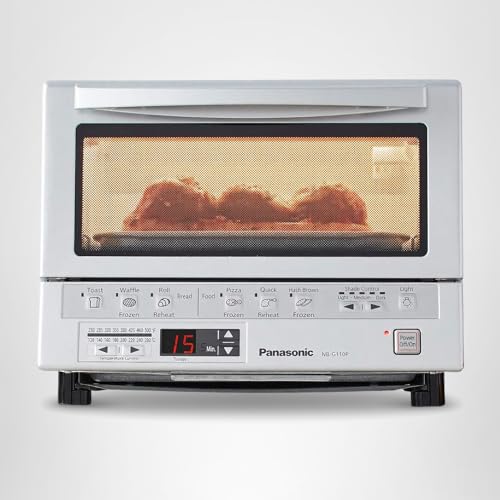 Panasonic FlashXpress Toaster Oven Countertop, 4-Slice Small Toaster Oven Compact Size with Double Infrared Heating, 6 Auto Cook Options and Precise Temperature Control, 1300W - NB-G110P (Silver) - My Kitchen Products