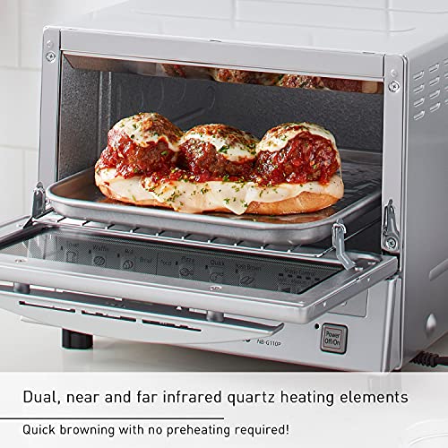 Panasonic FlashXpress Toaster Oven Countertop, 4-Slice Small Toaster Oven Compact Size with Double Infrared Heating, 6 Auto Cook Options and Precise Temperature Control, 1300W - NB-G110P (Silver) - My Kitchen Products