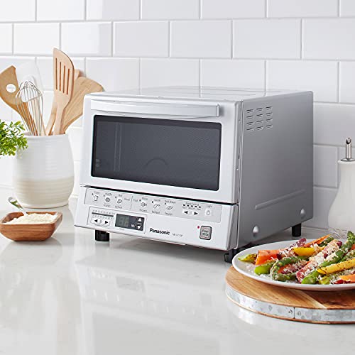 Panasonic FlashXpress Toaster Oven Countertop, 4-Slice Small Toaster Oven Compact Size with Double Infrared Heating, 6 Auto Cook Options and Precise Temperature Control, 1300W - NB-G110P (Silver) - My Kitchen Products