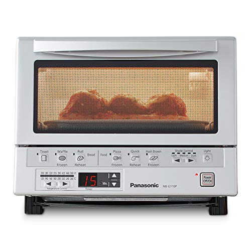 Panasonic FlashXpress Toaster Oven Countertop, 4-Slice Small Toaster Oven Compact Size with Double Infrared Heating, 6 Auto Cook Options and Precise Temperature Control, 1300W - NB-G110P (Silver) - My Kitchen Products