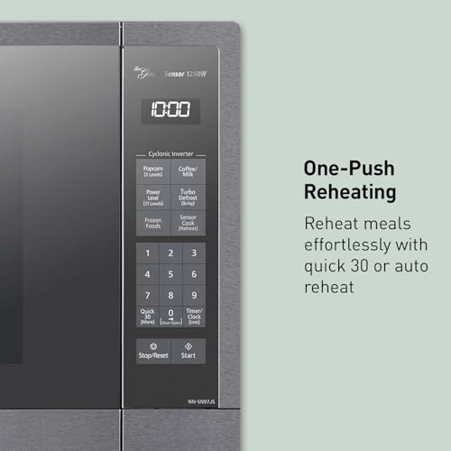 Panasonic Microwave Oven, Stainless Steel Countertop/Built-In Cyclonic Wave with Inverter Technology and Genius Sensor, 2.2 Cu. Ft, 1250W, NN-SN97JS (Silver) - My Kitchen Products