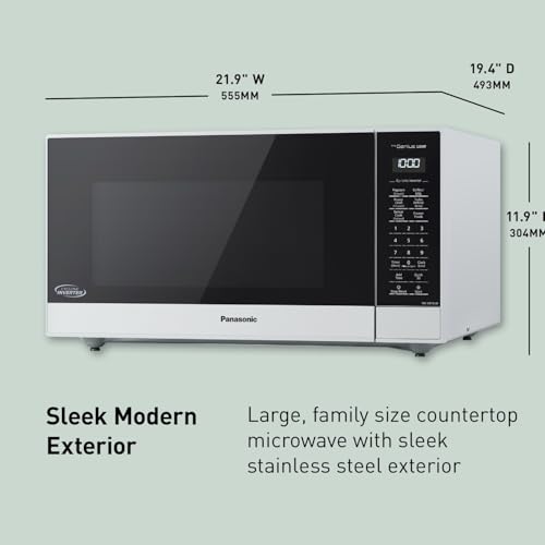 Panasonic NN-SN75LW cu.ft Cyclonic Inverter Countertop Microwave Oven 1250Watt Power with Genius Sensor Cooking, 1.6 cft, White - My Kitchen Products