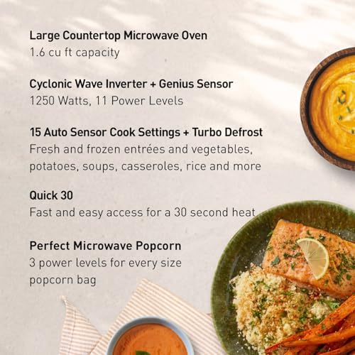 Panasonic NN-SN75LW cu.ft Cyclonic Inverter Countertop Microwave Oven 1250Watt Power with Genius Sensor Cooking, 1.6 cft, White - My Kitchen Products