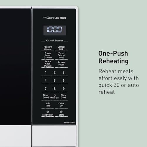 Panasonic NN-SN75LW cu.ft Cyclonic Inverter Countertop Microwave Oven 1250Watt Power with Genius Sensor Cooking, 1.6 cft, White - My Kitchen Products