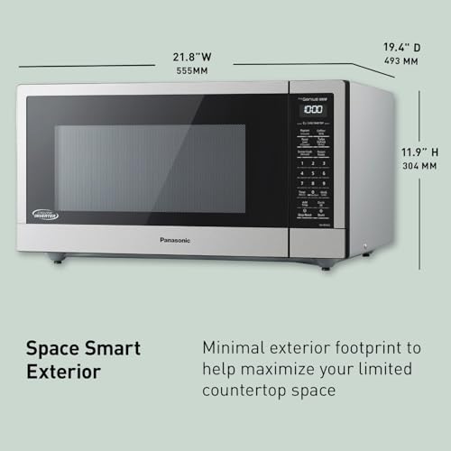Panasonic NN-SN76LS 1.6 cu.ft Cyclonic Inverter Countertop Microwave Oven 1250Watt Power with Genius Sensor Cooking, 19.44"D x 21.88"W x 11.94"H, Stainless Steel - My Kitchen Products