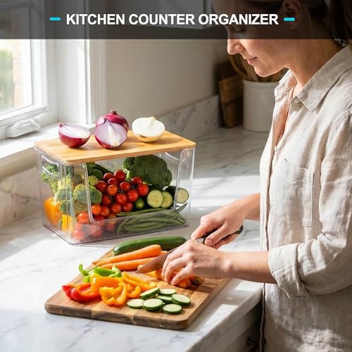 Pantry Organizers Storage, 2 Pack Large Clear Storage Bins for Onion, Potato, Garlic, Canned Food, Organizer Bins for Under Sink, Kitchen, Countertop, Bathroom - My Kitchen Products
