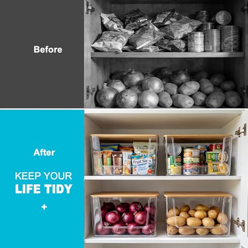 Pantry Organizers Storage, 2 Pack Large Clear Storage Bins for Onion, Potato, Garlic, Canned Food, Organizer Bins for Under Sink, Kitchen, Countertop, Bathroom - My Kitchen Products