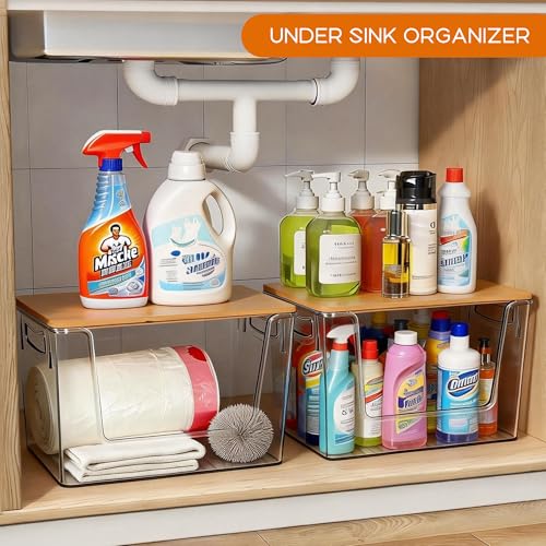 Pantry Organizers Storage, 2 Pack Large Clear Storage Bins for Onion, Potato, Garlic, Canned Food, Organizer Bins for Under Sink, Kitchen, Countertop, Bathroom - My Kitchen Products
