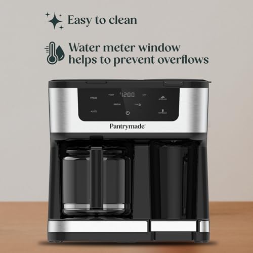 Pantrymade Dual Brew Coffee Maker | 12 Cup Glass Carafe & Single Serve K-Cup Combo | Programmable Touchscreen Coffee Machine for Ground Coffee or Pods | Auto Shut-Off, Black - My Kitchen Products