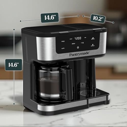 Pantrymade Dual Brew Coffee Maker | 12 Cup Glass Carafe & Single Serve K-Cup Combo | Programmable Touchscreen Coffee Machine for Ground Coffee or Pods | Auto Shut-Off, Black - My Kitchen Products