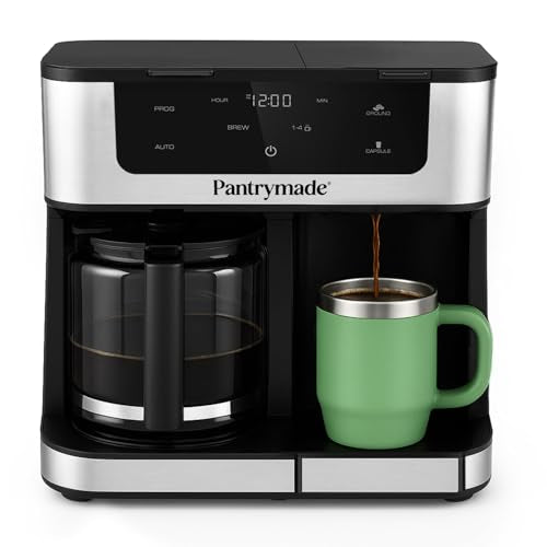 Pantrymade Dual Brew Coffee Maker | 12 Cup Glass Carafe & Single Serve K-Cup Combo | Programmable Touchscreen Coffee Machine for Ground Coffee or Pods | Auto Shut-Off, Black - My Kitchen Products