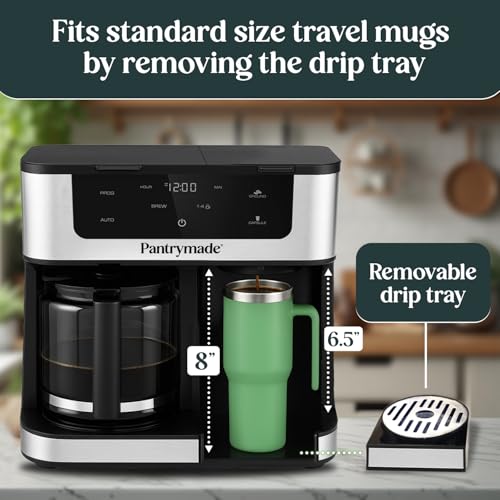 Pantrymade Dual Brew Coffee Maker | 12 Cup Glass Carafe & Single Serve K-Cup Combo | Programmable Touchscreen Coffee Machine for Ground Coffee or Pods | Auto Shut-Off, Black - My Kitchen Products
