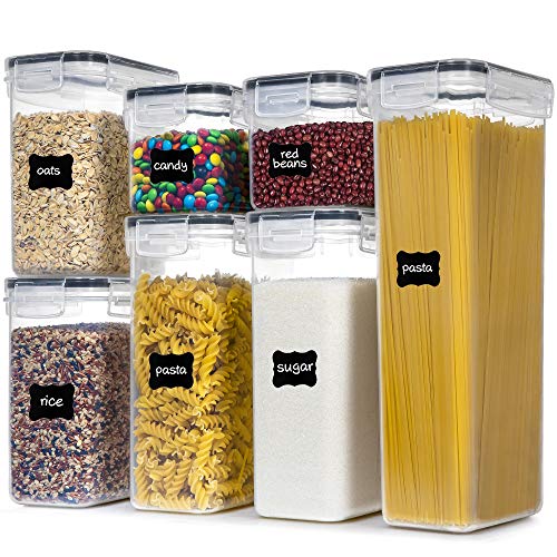 PANTRYSTAR Airtight Food Storage Containers with Lids, 7 PCS BPA Free Kitchen Canisters for Spaghetti, Pasta, Dry Food, Flour and Sugar, Plastic Canisters for Pantry Organization and Storage - My Kitchen Products