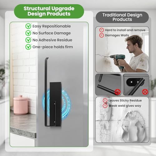 Paper Towel Holder, Magnetic Paper Towel Holder for Fridge, Toilet Paper Roll Holder Magnet Towel Rack Wall Mount Fridge Organizer for Paper Towels Rolls Bathroom Pantry RV Kitchen Storage - My Kitchen Products